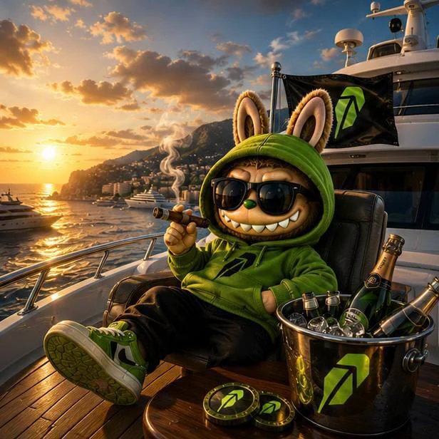 LABUBU relaxing on a yacht at sunset